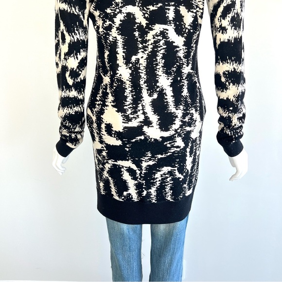 DIANE VON FURSTENBERG Abstract Black Cream Knit Wool Button Long Cardigan Sz S - Picture 9 of 15